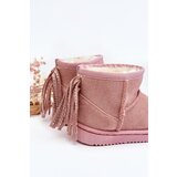 Boto Children's Fleece-Lined Fringed Snow Boots Pink Mikyla | Shoptok.si