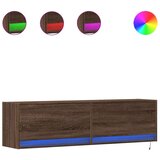 vidaXL Stenska TV omarica z LED lučkami rjavi hrast 140x31x38 cm | Shoptok.si