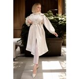 Dewberry 40345 Belted Balloon Sleeve Women Trenchcoat-BEIGE | shoptok.hr