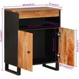  Komoda s 2 vrata 60 x 33 x 75 cm od masivnog bagremovog drva | shoptok.hr