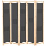 Sobna pregrada s 5 panela od tkanine 200 x 170 x 4 cm siva | shoptok.hr