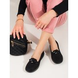 SHELOVET Women's Comfortable Fabric Slip On With Chain Black Cene