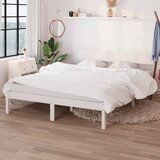 Maison Chic Posteljni okvir - Dvoposteljna postelja - Zakonska postelja bel iz trdne borovine 160x200 cm-J3038, (21774109) | Shoptok.si