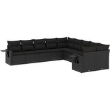  10-dijelni set vrtnih sofa s jastucima crni od poliratana Crna 85 x 62 x 69 cm | Shoptok.si
