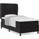 Box Postelja s pomično podlago in vzmetnico Črna 90x190 cm Žamet, (22050989) | Shoptok.si