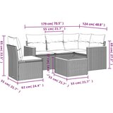  6-dijelni set vrtnih sofa s jastucima crni od poliratana | shoptok.hr