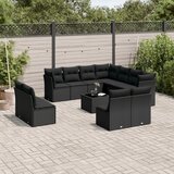 vidaXL 12-dijelni set vrtnih sofa od poliratana s jastucima crni Cijene