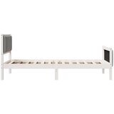  Okvir kreveta s uzglavljem Bijela i svijetlosiva 100 x 200 cm | shoptok.hr