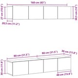  Set TV komoda Zidne 4 pcs Crni hrast 80 x 30 x 30 cm | shoptok.hr