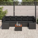 vidaXL 8-delni vrtni sedežni set s blazinami črn poli ratan akacija | Shoptok.si