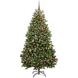 vidaXL Umestno božično drevo z LED lučmi Zelena 210 cm PVC in kovina | Shoptok.si