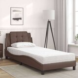  Postelja z vzmetnico rjava 90x190 cm umetno usnje, (21111182) | Shoptok.si