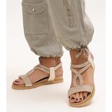 Gemre Light beige sandals decorated with rhinestones Detila | Shoptok.si