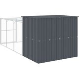 vidaXL Kućica za pse s igralištem antracit 214 x 457 x 181 cm čelična | shoptok.hr