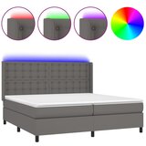 vidaXL Krevet box spring s madracem LED sivi 200x200cm od umjetne kože Cijene