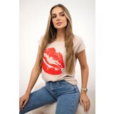 Kesi Blouse with beige lip print | shoptok.hr