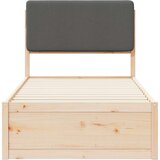 vidaXL Posteljni okvir z oblazinjenim vzglavjem Temno siva 80 x 200 cm | Shoptok.si