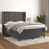  Box spring postelja z vzmetnico temno siva 140x200 cm žamet, (20846649) Cene