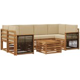  Set vanjskih sofa 7 kom. Prirodna i bež Čvrsto drvo akacije | shoptok.hr