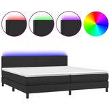  Box spring postelja z vzmetnico LED črna 200x200cm umetno usnje, (20788802) | Shoptok.si