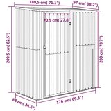  Vrtna kućica 180,5 x 97 x 209,5 cm Pocinčani čelik Drveni izgled | shoptok.hr