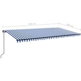Tenda na ručno uvlačenje s LED svjetlom 600x300 cm plavo-bijela | Eponuda.com