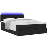  Otomanski krevet s madracem i LED crni 140x200 cm od tkanine Slike