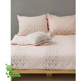 Gusenica posteljina pamučni krep roze sa zlatnim prugama - 200x200 Cene