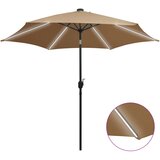 vidaXL Senčnik z LED lučkami in aluminijastim drogom 300 cm taupe, (20692715) Cene