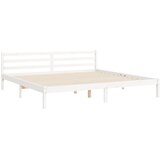 Okvir za krevet s uzglavljem bijeli 200x200 cm od masivnog drva | shoptok.hr