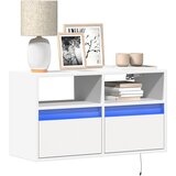 Maison Chic Stenska TV omarica - TV stojalo - Televizijska omarica z LED lučkami bela 80x31x45 cm, (21701876) | Shoptok.si