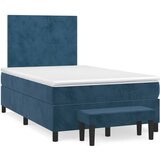 vidaXL Box spring postelja z vzmetnico temno moder 120x190 cm žamet Cene