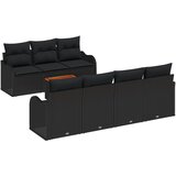 vidaXL 8-dijelni set vrtnih sofa s jastučićima Crna Poly Rattan Akacija, 2-sjedalna vrtna sofa s pohranom i jastučićima Crna Poly Rattan Cijene