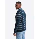 Ombre Casual men's sweater with horizontal stripes - navy blue | Eponuda.ba