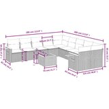  Vrtna garnitura - 11-dijelni set vrtnih sofa od poliratana s jastucima sivi - Siva Sa stolom 1 | shoptok.hr