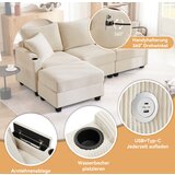 SARAHE Sodoben dizajn, sedežna garnitura iz ženiljske tkanine, trosed, štirised, kotna sedežna garnitura v obliki črke L s taburejem, pr-Bež, (5000009312) | Shoptok.si