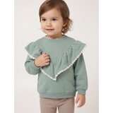 Sinsay Pamučna majica dugih rukava s volanom i čipkastim obrubom | shoptok.hr