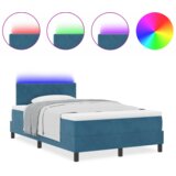 Box Spring Krevet s Madracem &amp LED Tamnoplavi 120x200 cm Baršun | shoptok.hr