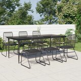 vidaXL 7-dijelni vrtni blagovaonski set od PVC ratana crni Cijene
