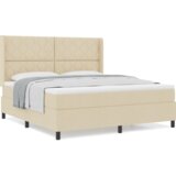 Box Spring Krevet s Madracem - Krem 180x200 cm Tkanina | shoptok.hr