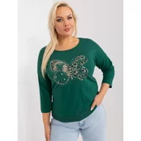 Fashion Hunters Dark green blouse of larger size with 3/4 sleeves