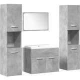  4-dijelni set kupaonskog namještaja siva boja betona drveni 60 x 38.5 x 46 cm + 30 x 30 x 130 cm | shoptok.hr