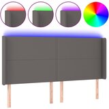 Maison Chic led posteljno vzglavje - vzglavna omarica - nočna omarica sivo 183x16x118/128 cm umetno usnje, (21713072) Cene