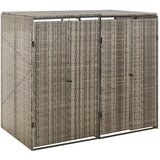 vidaXL Spremište za 2 kante za smeće sivo 140 x 80 x 117 cm poliratan Cijene