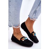 EVENTO Women's suede loafers with crystals black Lucille | Eponuda.ba