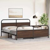 Metalni Kovinski posteljni okvir brez vzmetnice rjavi hrast 183x213 cm, (21608645) | Shoptok.si