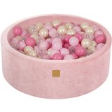 MeowBaby Bazen z žogicami, 90x30 cm z 200 žogicami, žamet, pudrasto roza: pastelno roza/roza/prozoren/biser, (21295076) | Shoptok.si