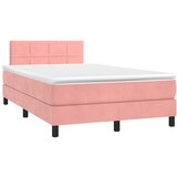 vidaXL Box spring postelja z vzmetnico LED roza 120x190 cm žamet Cene