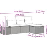 vidaXL 4-delni vrtni kavč s blazinami črn poli ratan | Shoptok.si