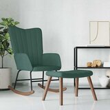 vidaXL gugalni stol s stolčkom temno zelen žamet | Shoptok.si